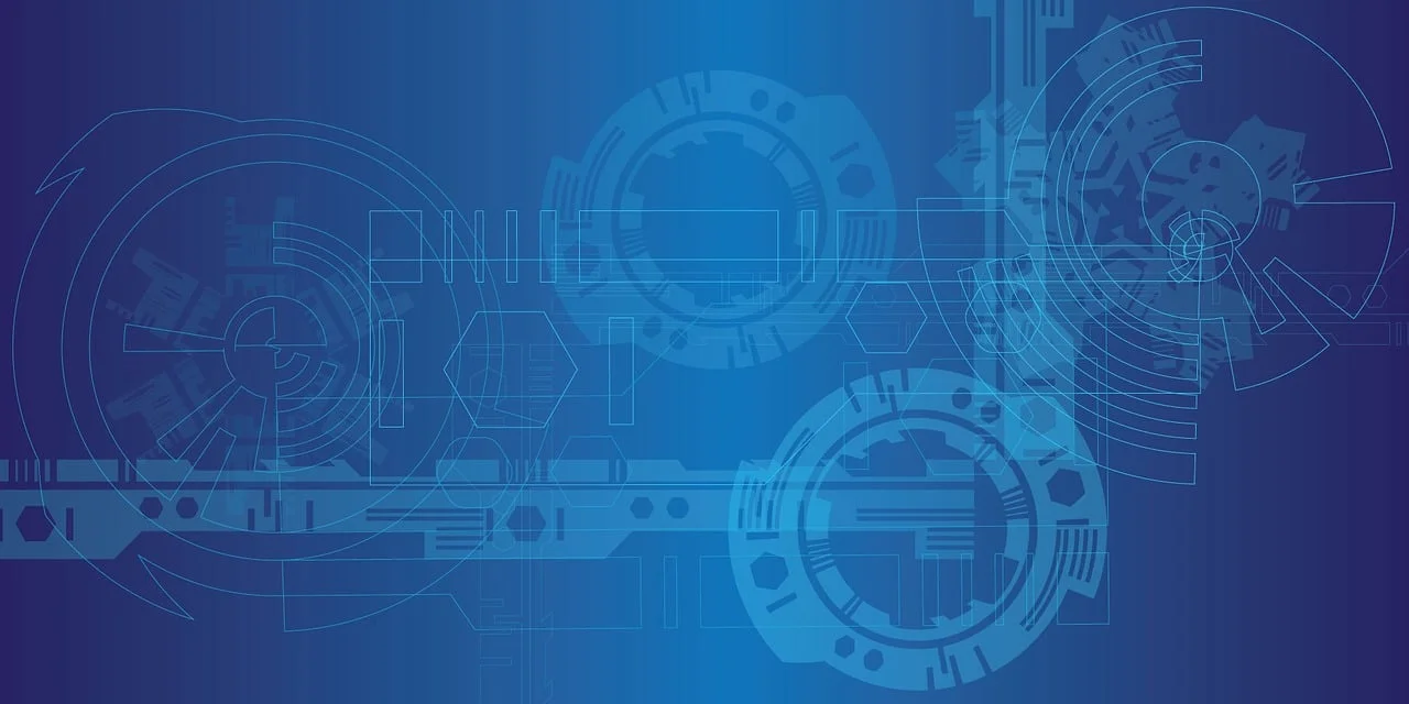 A vibrant, geometric fractal expanding outwards, composed of glowing lines and translucent planes.